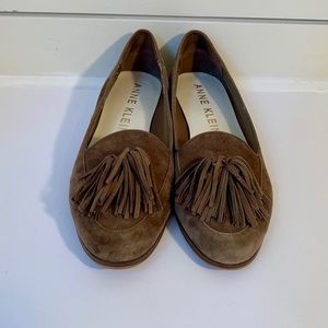 Anne Klein suede loafers with tassels